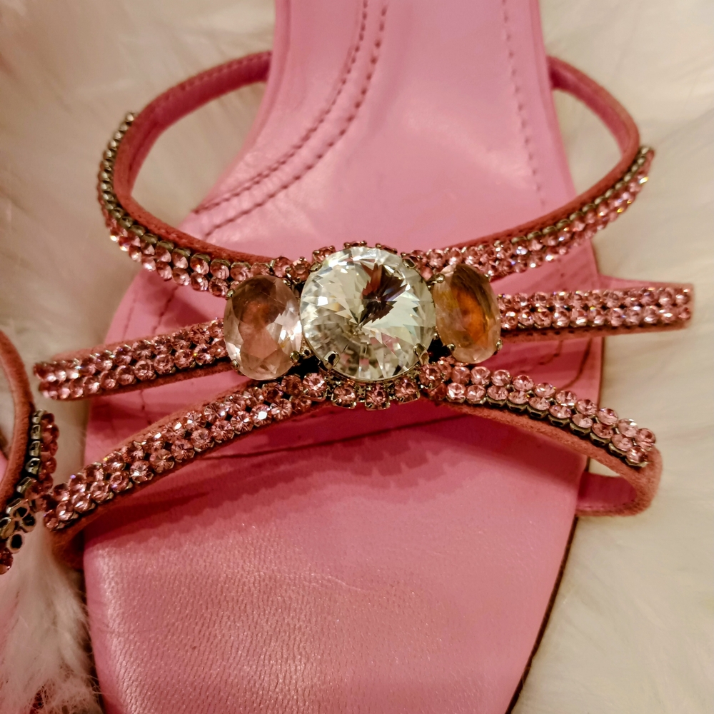Via Spiga Pink Crystal Embellished Heels